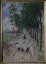 Anton Mauve (1838-1888) Shepherd and Sheep  (n/d) Watercolor and gouache on paper