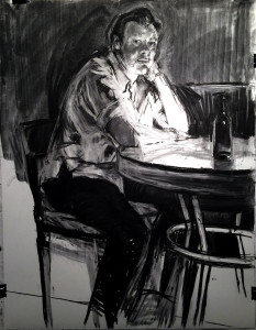 Preliminary Drawing-Young man at back table