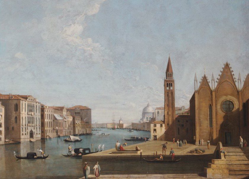Circle of Giovanni Antonio Canaletto (Italian, 1697-1768), View of the Grand Canal, Venice, 1700s, oil on canvas. Museum purchase, 1951.123.