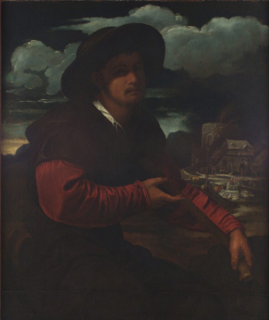 Attributed to Giovanni Savoldo (Italian, 1480-1548), Shepherd with a Flute, early 1500s, oil on canvas. Gift of Mr. Nathan Joseph Leigh, 1956.27.