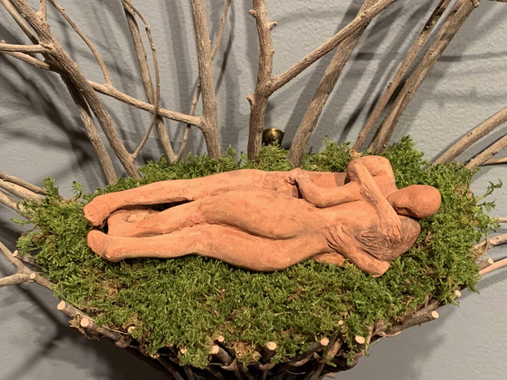 alternate view - Ana Flores, Forest Dreaming, 1999, wood, clay, stone, cement. Collection of Barbie Beyer & Stephen Turino.