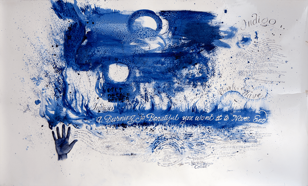 Melissa Barbieri, Indigo, 2019, watercolor, sea salt and India ink on cold-pressed paper. Courtesy of the artist.