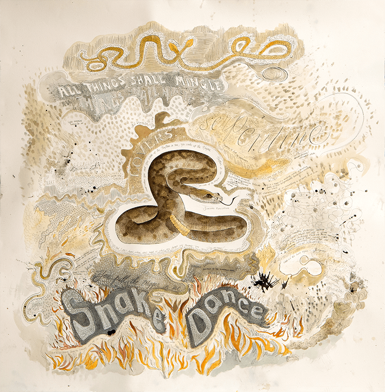 Melissa Barbieri, Serpentine, 2020, watercolor and India ink on cold-pressed paper. Courtesy of the artist.
